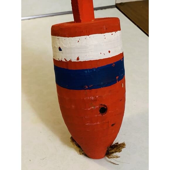 Weathered MB3 Wooden Buoy Nautical Décor Red, Blue and White 14 Inch - Picture 4 of 4